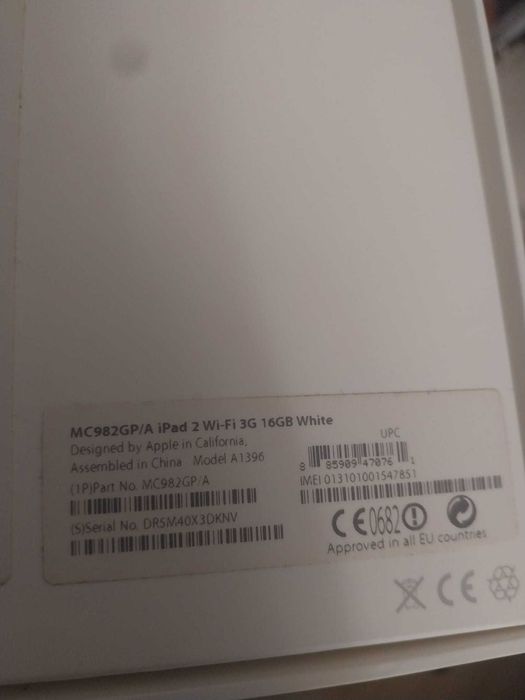 iPad 2 16GB Wi-Fi + 3G (A1396) | Avariado | Com caixa original