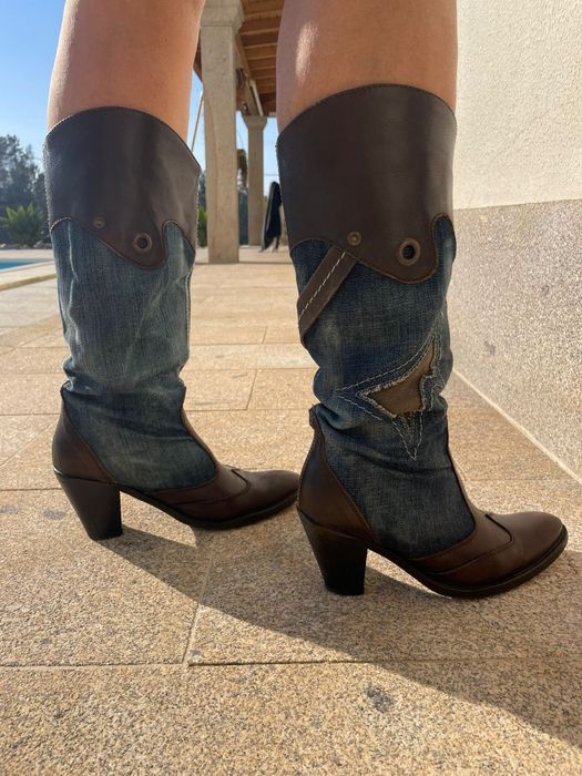 Botas em Couro Natural com Ganga - No 38
