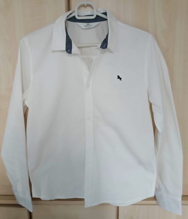 Koszula H&M 140 9-10 lat biała chłopięca