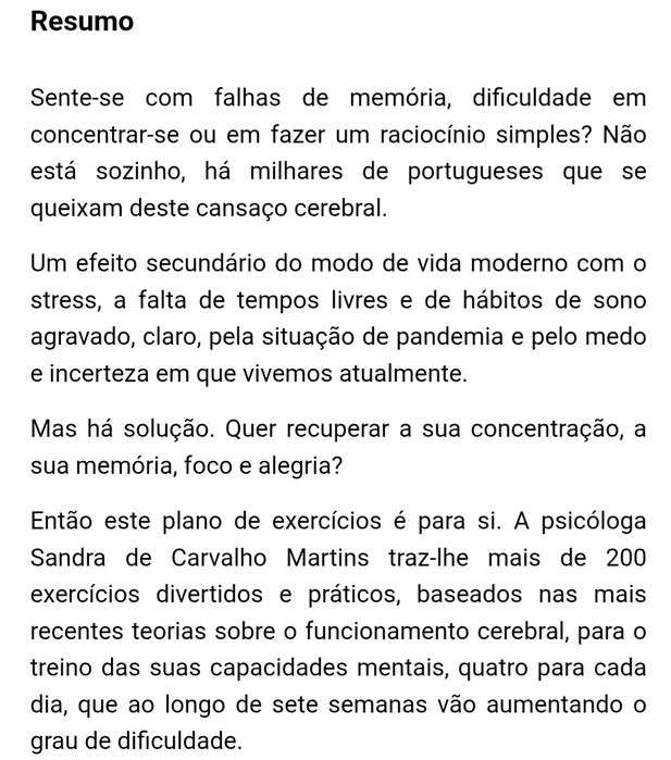 Livro de treino para a memória