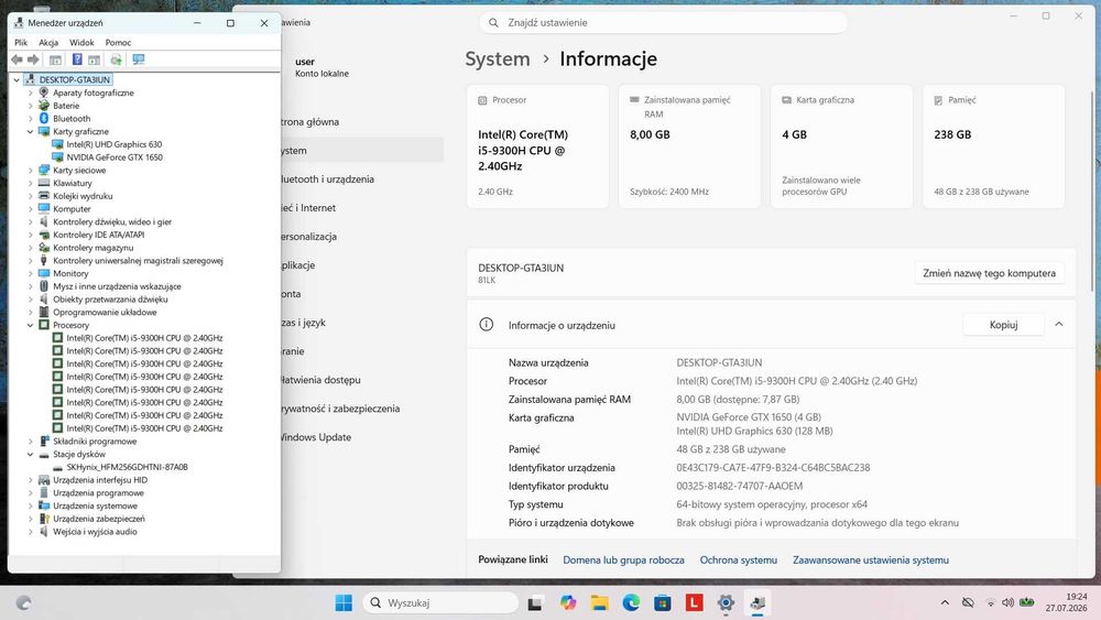 LENOVO L340-15IRH GAMING FHD i5-9300H 8GB GTX1650 256SSD W11