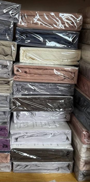 Двоспальна постіль Страйп Сатин  Простирадло на резинці