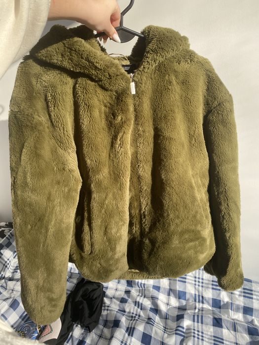 Zara Kurtka ze sztucznego futerka zielona