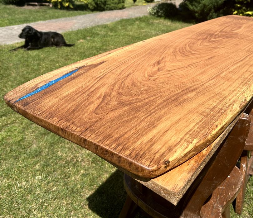 Blat „Szerokie Jeziora” z litego drewna i żywicy | ręczna robota