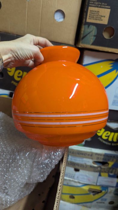 Pomarańczowy klosz POLAM PRL