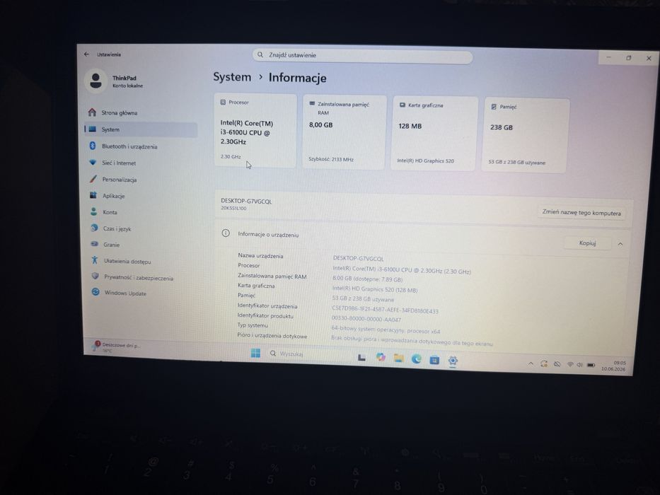 Lenovo ThinkPad x270 8/240 GB