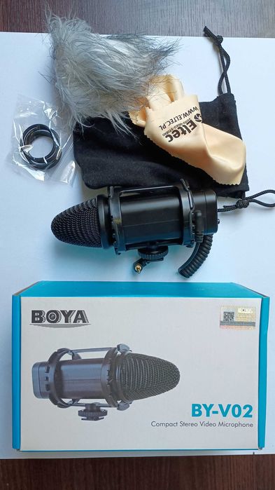 BOYA Mikrofon pojemnościowy BY-V02 stereo do DSLR
