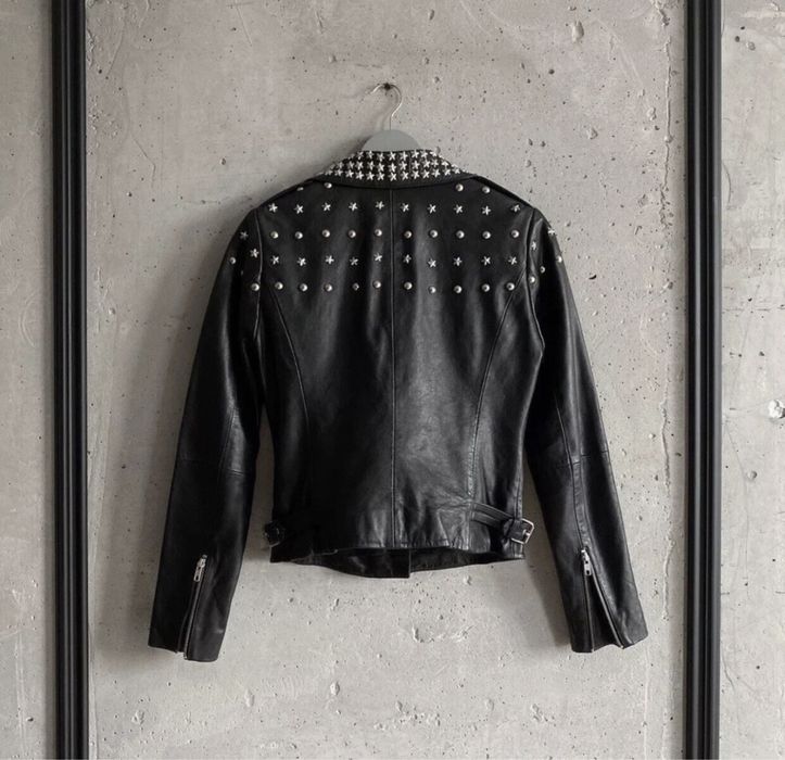 Кожана куртка косуха в стилі Chrome hearts