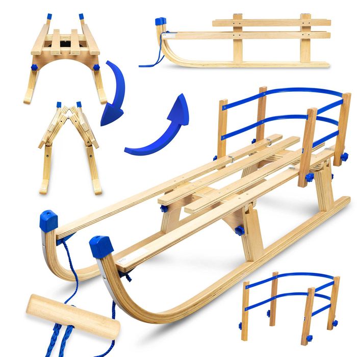 HIT! Drewniane SKŁADANE Sanki z Oparciem i sznurkiem sanki dla dziecka