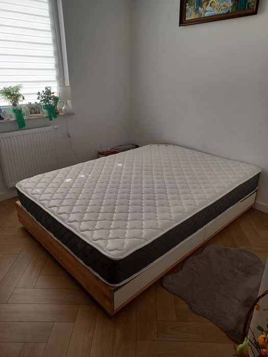 Łóżko z szufladami Ikea 140x200cm Mandal + materac 21 cm Tenmaterac.pl