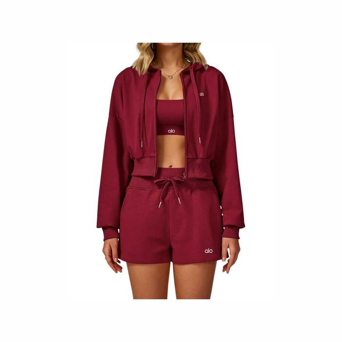 Худі Alo Yoga Serenity Cropped Zip Hoodie Red EWK20301-RD