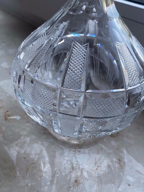 Karafka kryształowa biała  wysokość 23 cm * kryształ polski PRL