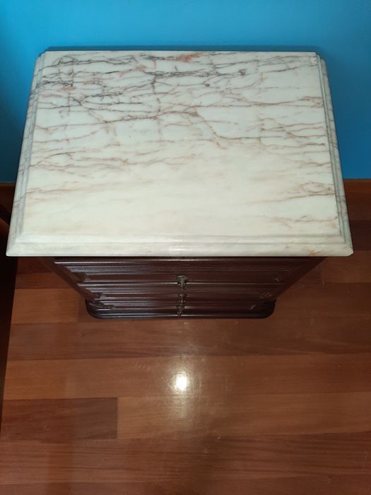 Cómoda com espelho e mesa de cabeceira madeira maciça de mo