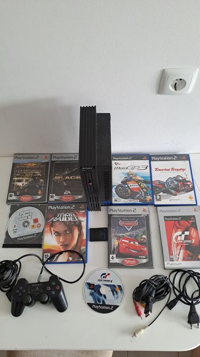 Playstation 2  + jogos+cartão de memoria