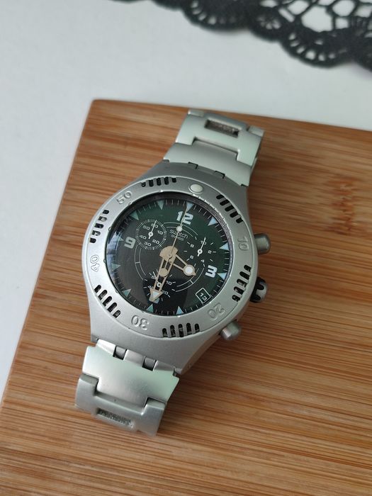 Швейцарський годинник Swatch Irony Aluminum Chronograph CHERGUY YBS4001 Scuba 200 AG 2000