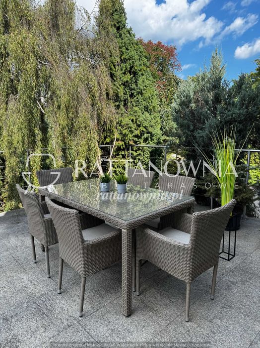 OUTLET! Zestaw Ogrodowy Jadalniany Technorattanowy 6-Osobowy Beżowy
