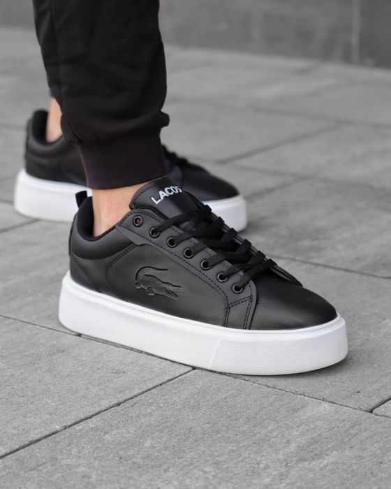 Стильові чоловічі кросівки Lacosta Carnaby Platform Lite Leather Sneakers Black and White! Нові! Розміри: 40,41,42,43,44!