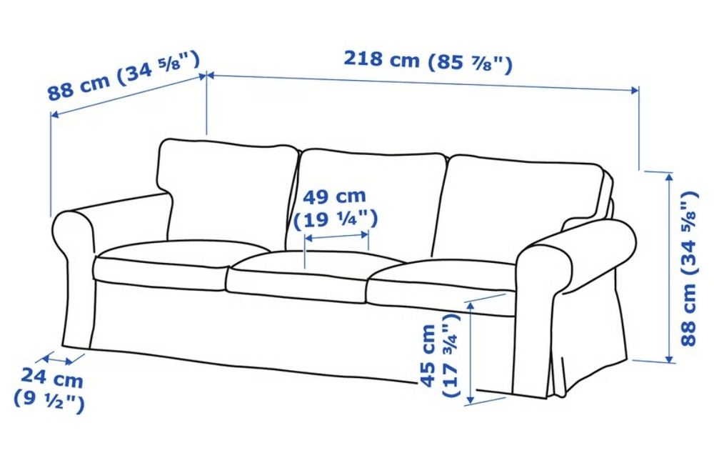 IKEA sofá 3 lugares cinza