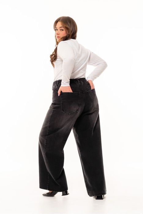 Джинси палаццо з вивареним ефектом чорні, 60р