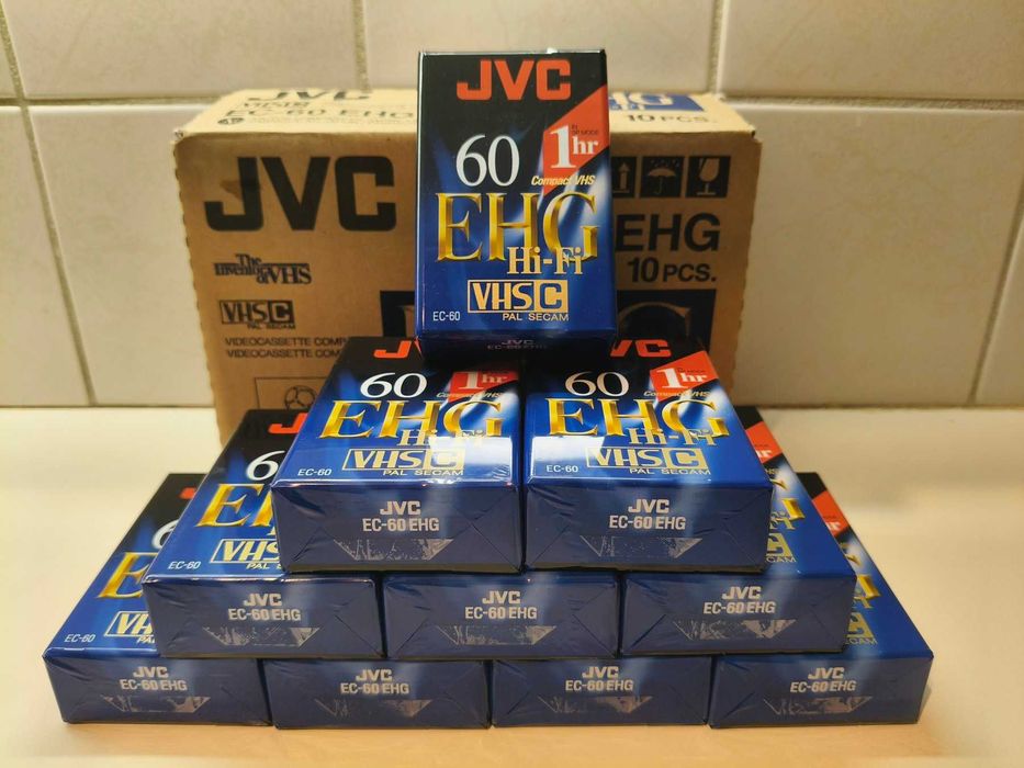 Cassetes JVC 10x EC-60 EHG VHS-C. Filme não utilizado Nova caixa