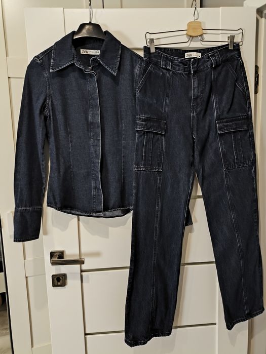 Komplet jeansowy Zara koszula spodnie jeans rozmiar S