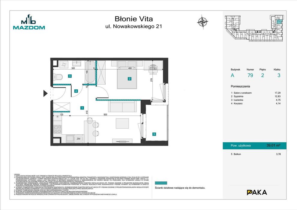 2-pokojowe mieszkanie 39 m² + loggia - Widok 2