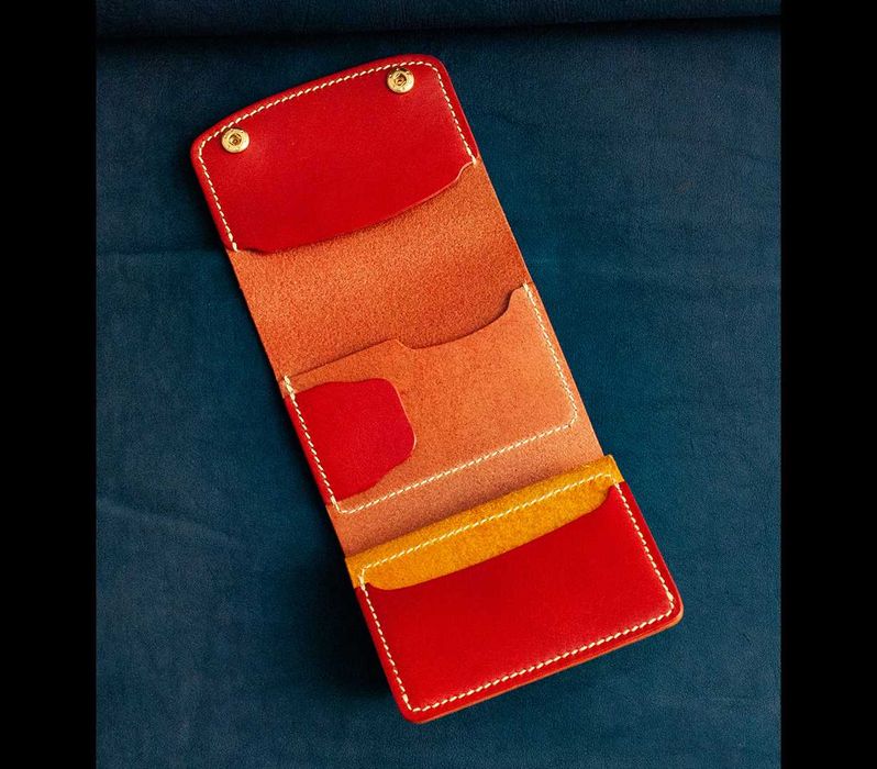 Необычный женский красный кошелек из натуральной итальянской кожи