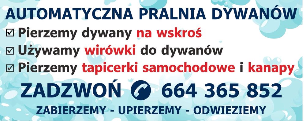 Pranie dywanów Na Wskroś Transport GRATIS !!