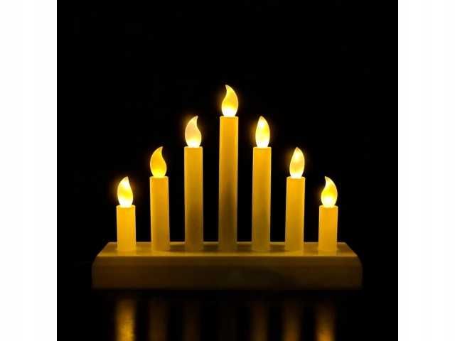 Świecznik Adwentowy LED Siedmioramienny BEŻOWY+BATERIE GRATIS