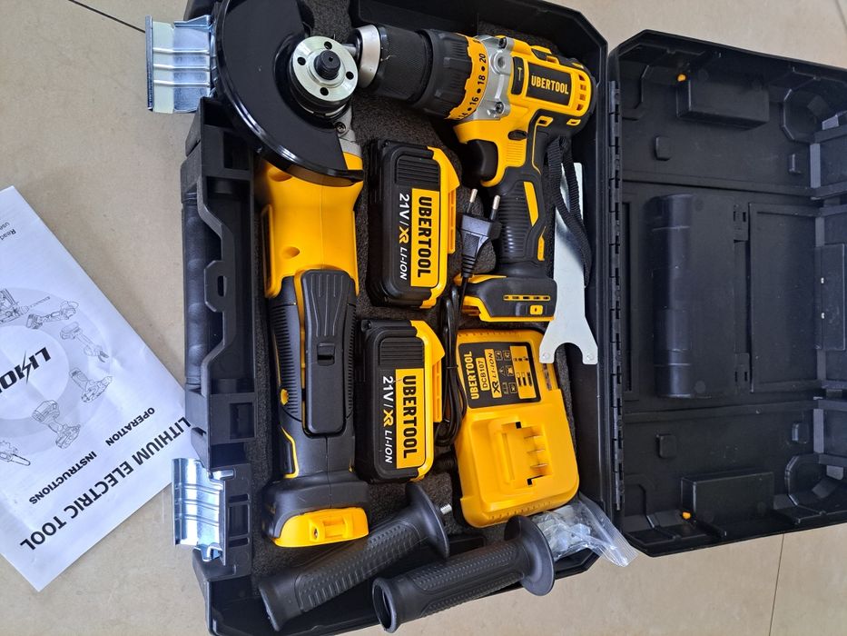 Zestaw szlifierka wkrętarka akumulatorowa  2xaku 6ah UBERTOOL