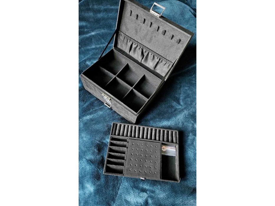 Szkatułka Kuferek Organizer Na Biżuterię Do Przechowywania Czarny