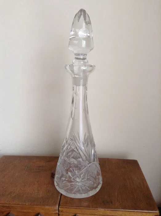 Karafka kryształowa o poj. 750ml  z ozdobnym korkiem -lata 60/ 70.