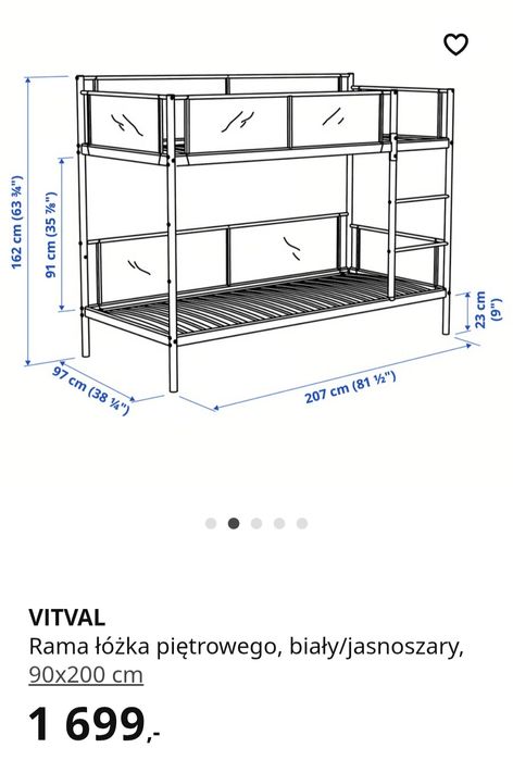 Pilne !!!Łóżko piętrowe Ikea Vitval