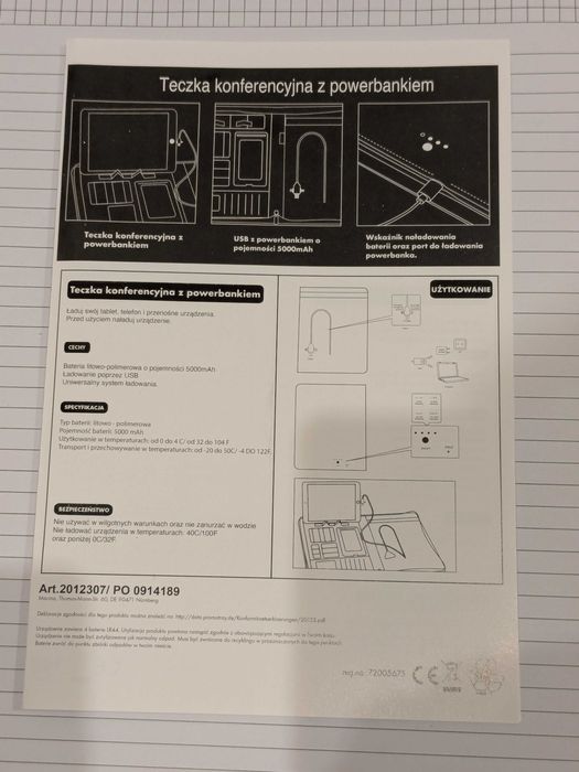 Teczka konferencyjna A5 z powerbankiem 5000mAh