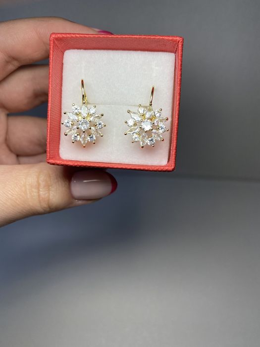 NOWE Kolczyki ślubne wiszące biżuteria ślubna złote