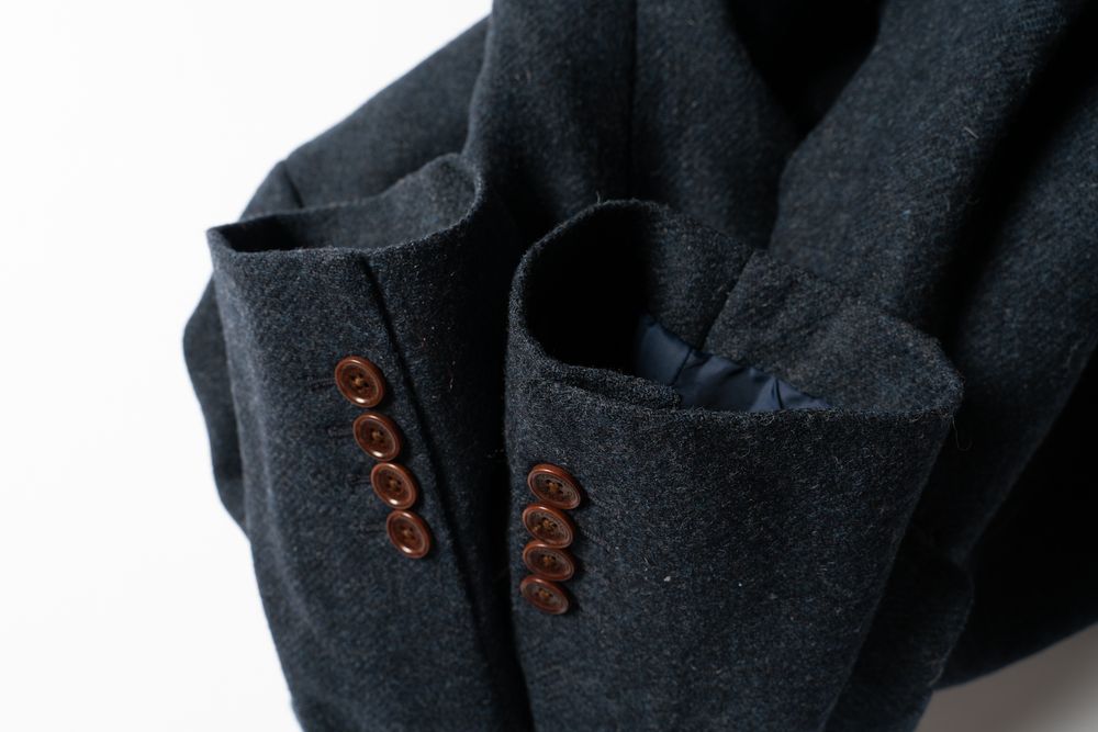 CREW Clothing Company Navy Blue Wool Jacket Tweed Blazer [Bmh016799]