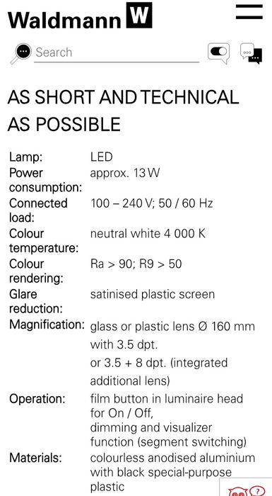 Лампа-лупа Waldmann оригінал