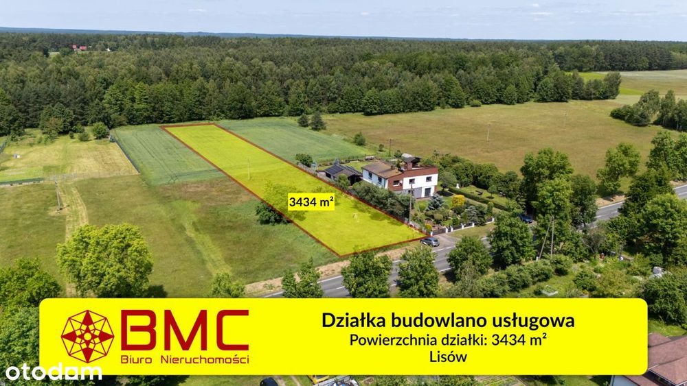 Działka budowlano usługowa Lisów 3434m2