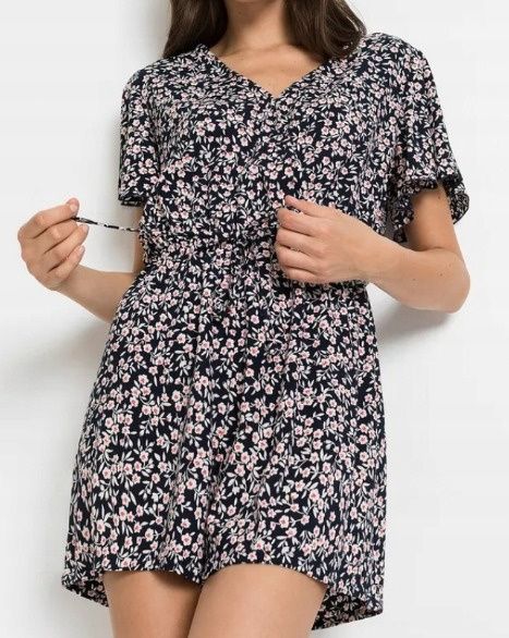 B.P.C kombinezon letni dżersejowy czarny w kwiatuszki ^36