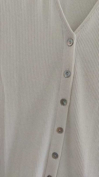 Camisola manga curta canelada Zara S 49% viscose