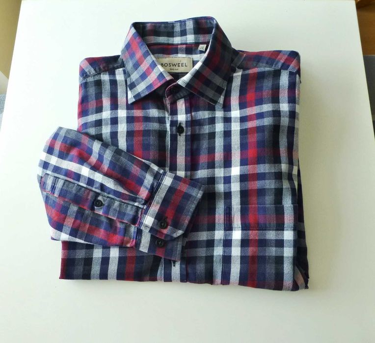 Bosweel męska dżinsowa koszula w kratę M