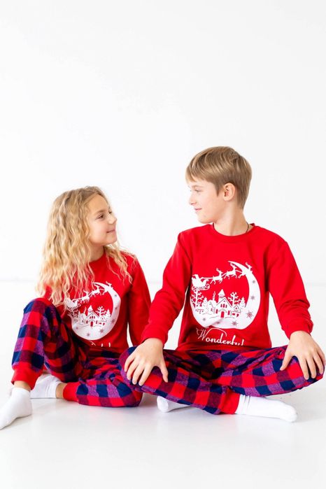 Фемілі лук  новорічний піжама для дівчат і хлопчиків Family look