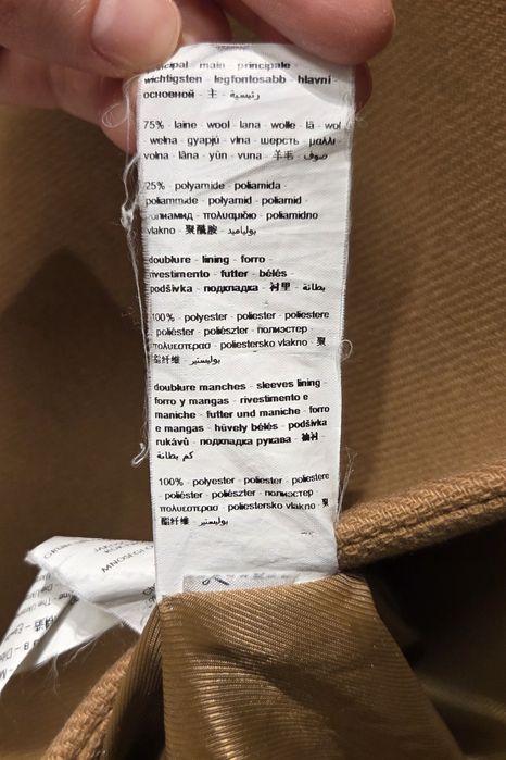 Jasnobrązowy/karmelowy klasyczny płaszcz wełniany Promod 38