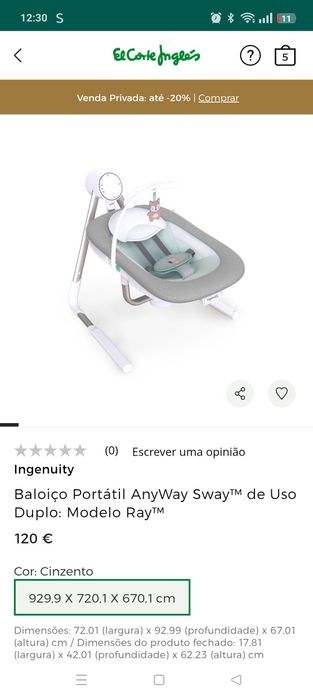 Espreguiçadeira elétrica ingenuity como nova