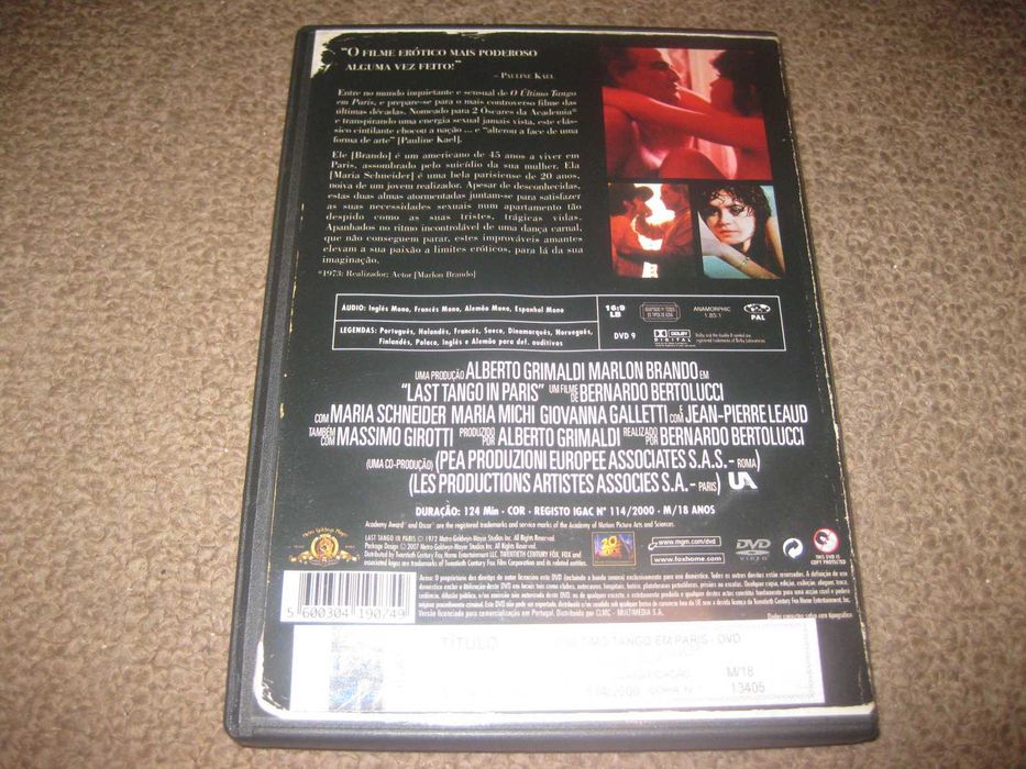 DVD "O Último Tango em Paris" com Marlon Brando