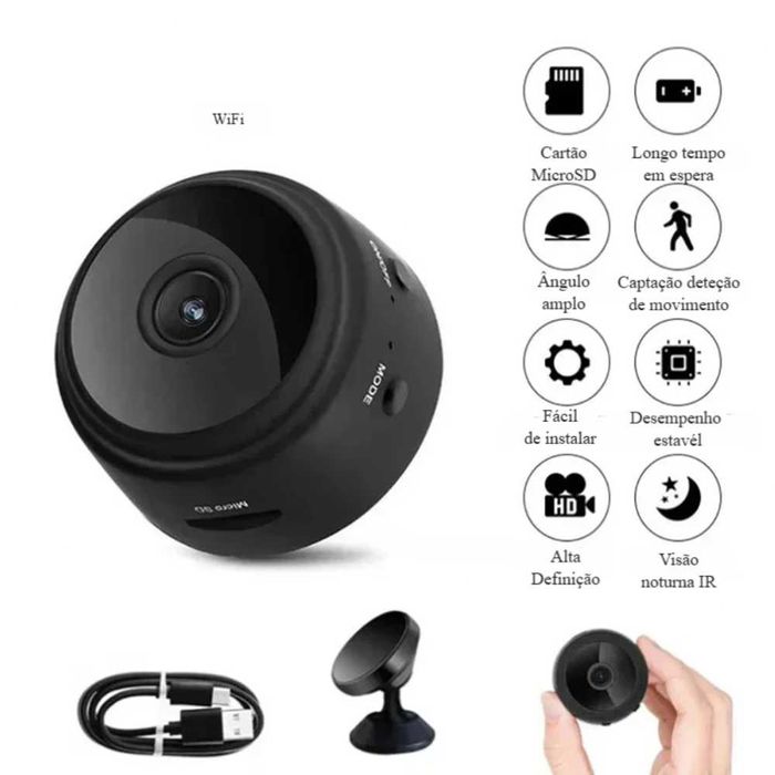 Câmara WiFi 1080P HD * Sem Fios * Remota c/ Íman & Bateria