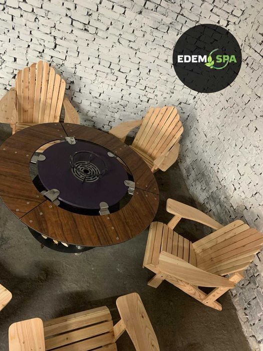 Крісло з модрини. Лежак для сада. Шизлонг. Садові меблі. Кострова чаша