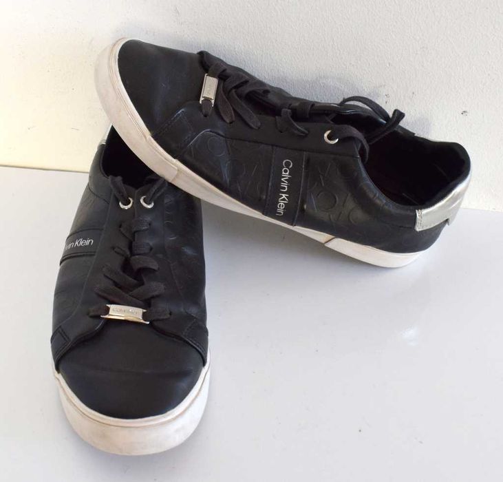 CalvinKlein sneakersy czarne  Low Pro Lace Up monogram ck 41 skórzane