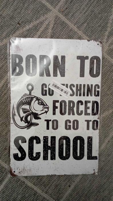 Placa de lata de metal Pesca