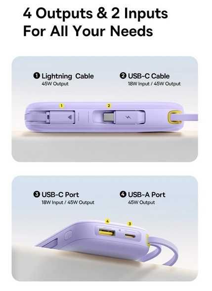 Повербанк Baseus QPow 3 EnerFill FC31 на 20000 45W з кабелем ip/адройд